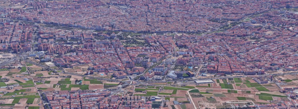 Foto panoràmica dels barris que composen la Junta Municipal d'Exposició